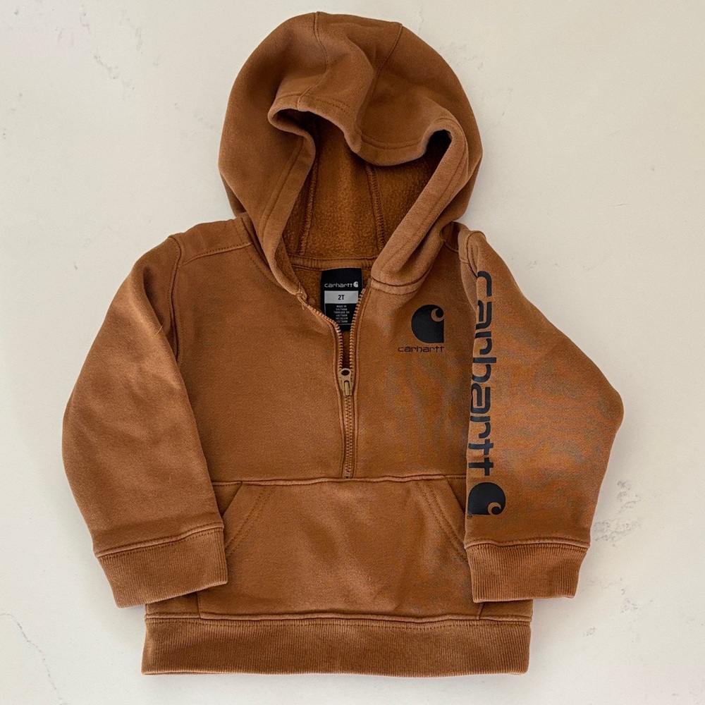 Carhartt Kids 2T Brown Half-Zip Hooded Sweatshirt